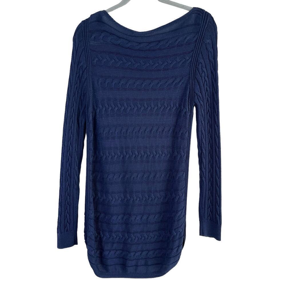 Lauren‎ Ralph Lauren Cable Knit Long Sleeve Sweater Tunic Navy Blue, Large - Picture 8 of 10